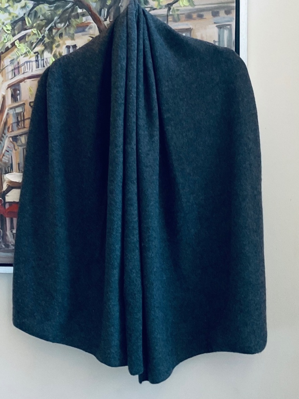 NWOT Lusso New York 100% Cashmere Travel Wrap Shawl Scarf Dark Grey